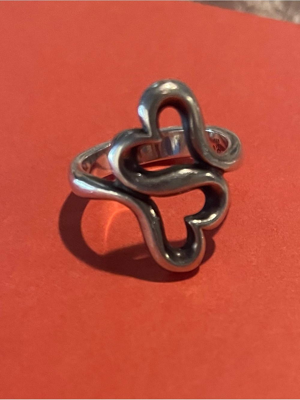 James Avery Silver Open Heart Cluster Ring